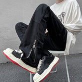 High Street Straight Black Jeans America y2k Design Hip Hop Denim Pants Zipper Casual Trousers